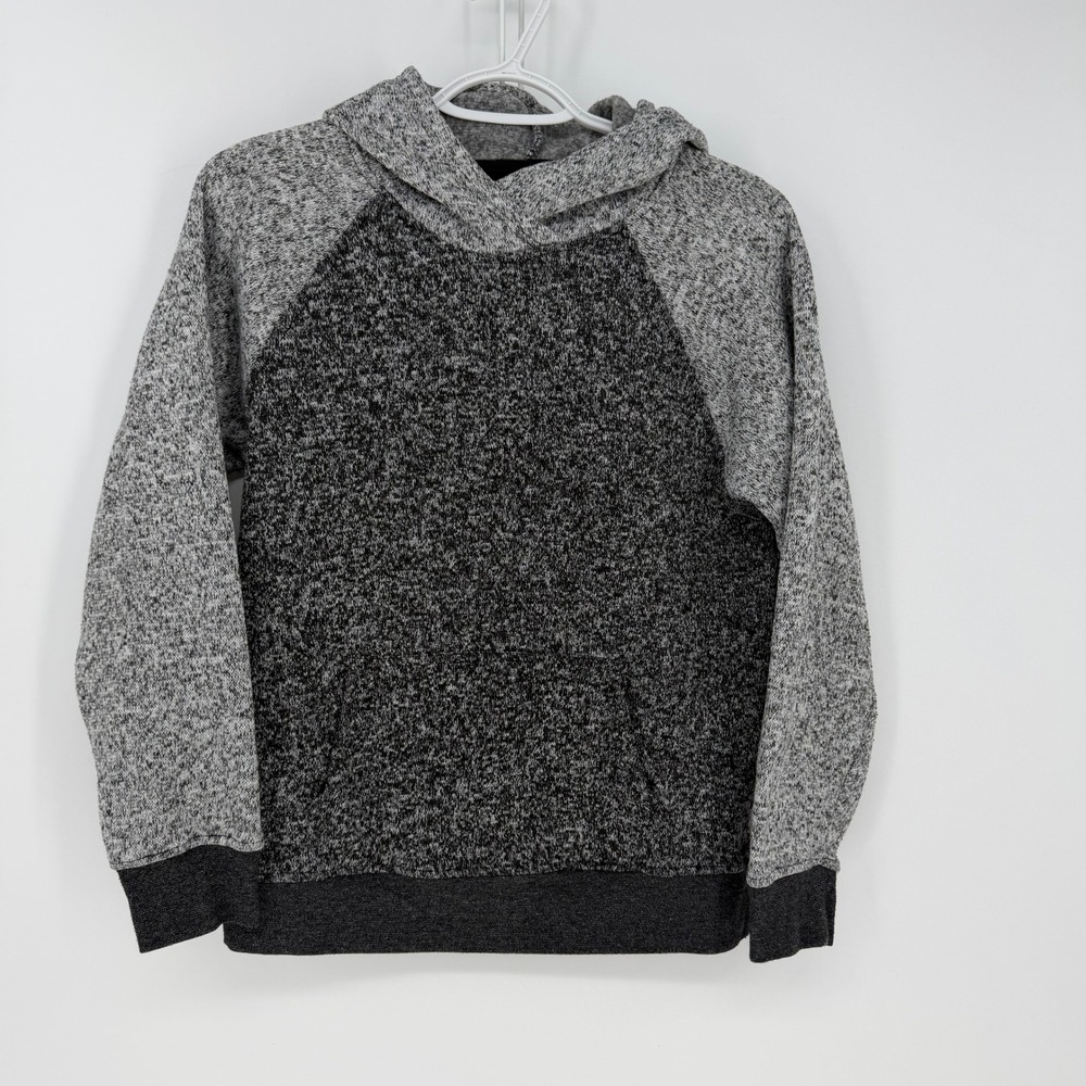 Brooklyn Cloth Hoodie Womens Large Gray Black Marled Colorblock Raglan Gorpcore